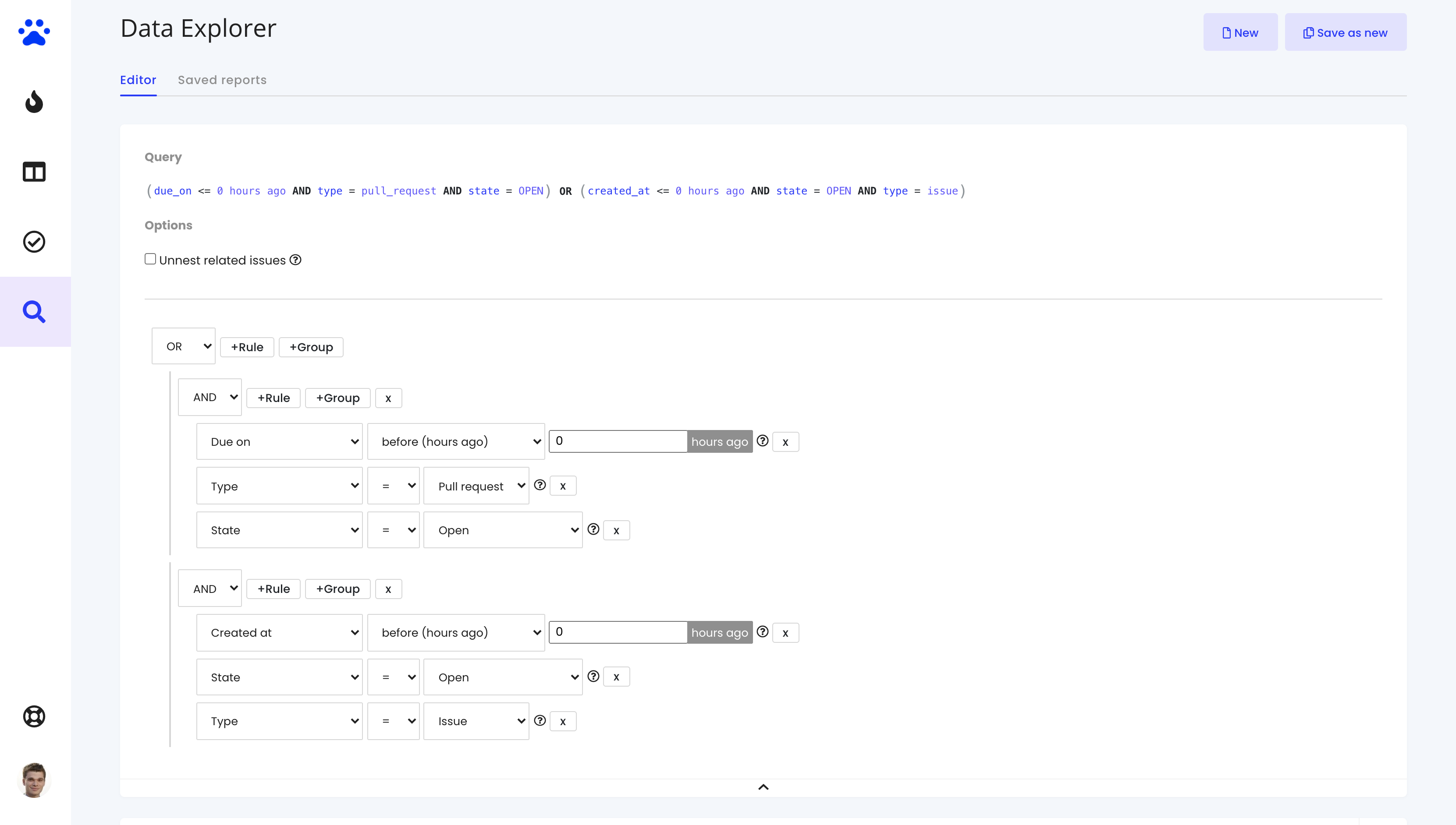 Query repository and development data and save reports with the Data Explorer