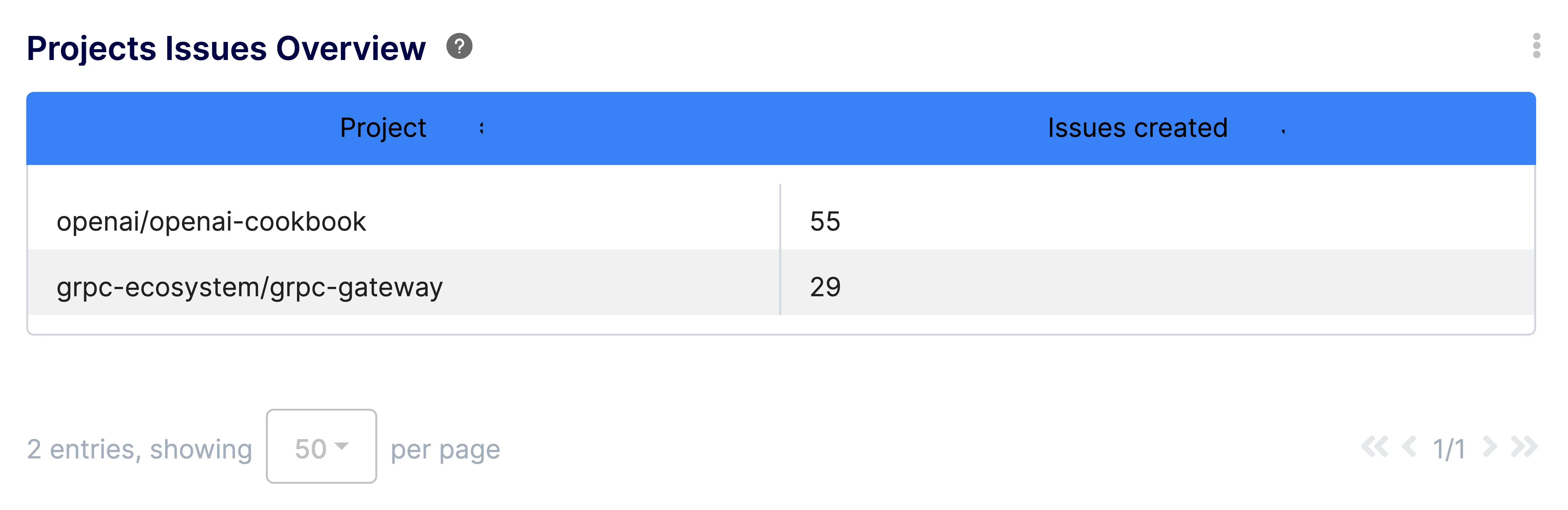 Projects Issues Overview
